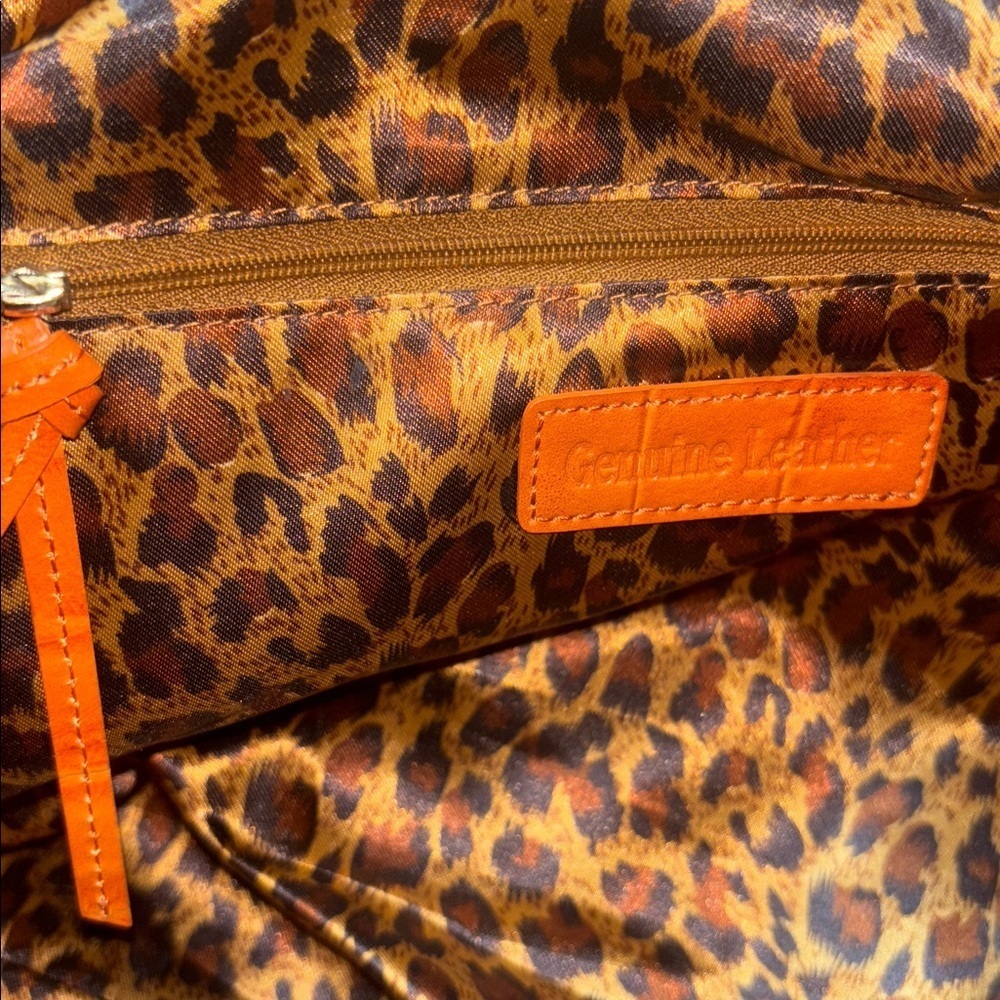 Harley-Davidson Y2K Orange Crocodile Print Genuine Leather Slouchy Bag Handbag - Picture 4 of 7